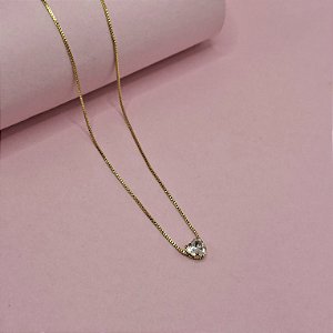15- Colar Coração Cristal - Dourado