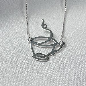 COLAR PINGENTE CAFE - PRATA 925