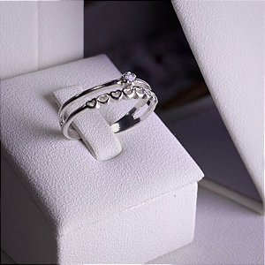 ANEL - CORAÇÕES E ZIRCONIA - PRATA 925