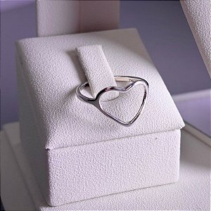 ANEL - CORAÇÃO VAZADO - PRATA 925