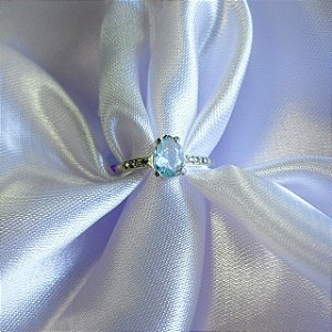 ANEL - SOLITARIO AZUL CLARO - PRATA 925