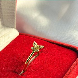 ANEL - MINI BORBOLETA CRAVEJADA NO DOURADO - SEMIJOIA