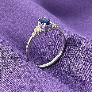 ANEL - PEDRA AZUL - PRATA 925