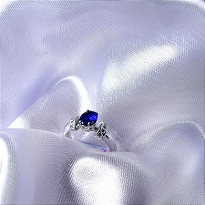 ANEL - PEDRA AZUL - PRATA 925