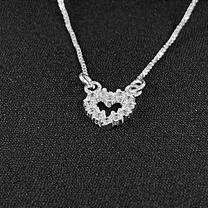 COLAR PINGENTE CORAÇÃO CRAVEJADO - PRATA 925