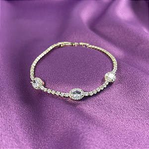PULSEIRA RIVIEIRA CRAVEJADA EM ZIRCONIA RODIO BRANCO - SEMIJOIA