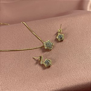 CONJUNTO ESTRELA AZUL - SEMIJOIA