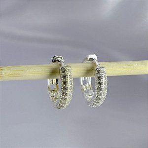 ARGOLA CLICK CRAVEJADA - G - PRATA 925