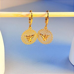 ARGOLINHAS ESPIRITO SANTO NO DOURADO - SEMIJOIA