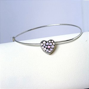 BRACELETE COM PINGENTE CORAÇÃO - PRATA 925