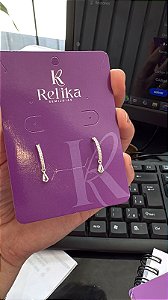 BRINCO MEIA ARGOLA CRAVEJADA - PRATA 925