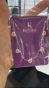 COLAR CORAÇÕES LUXO PINK - PRATA 925