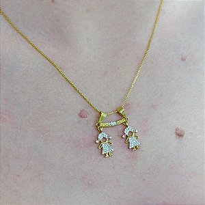 COLAR FILHAS NO DOURADO - SEMIJOIA