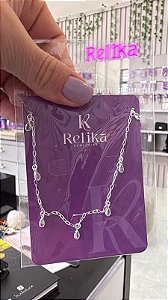 COLAR GOTAS ZIRCONIAS - PRATA 925