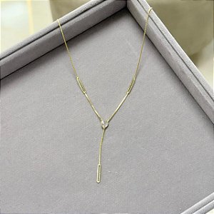 COLAR GRAVATINHA CORAÇÃO ZIRCONIA - SEMIJOIA