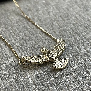 COLAR PINGENTE ESPIRITO SANTO CRAVEJADO - SEMIJOIA