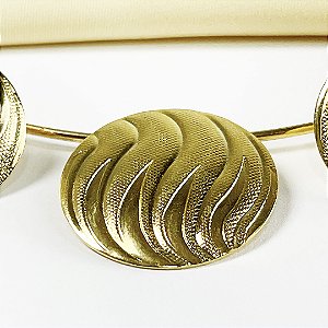 CONJUNTO COLAR ARGOLA E BRINCO NO DOURADO - SEMIJOIA
