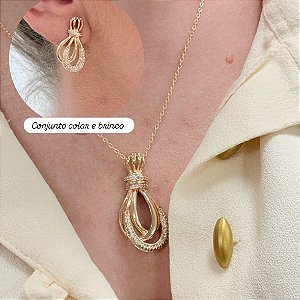 CONJUNTO CRAVEJADO BALAO - SEMIJOIA