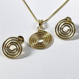 CONJUNTO ESPIRAL NO DOURADO - SEMIJOIA