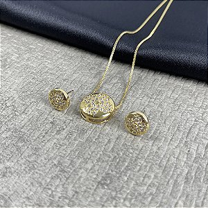 CONJUNTO GIRASSOL CRAVEJADO - SEMIJOIA