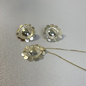 CONJUNTO GIRASSOL NO DOURADO - SEMIJOIA