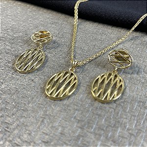 CONJUNTO OVAL NO DOURADO - SEMIJOIA