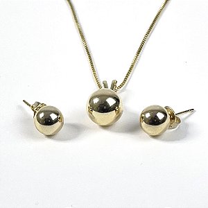 CONJUNTO PEROLAS DOURADAS - SEMIJOIA