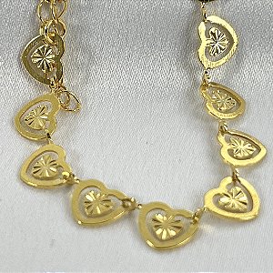 PULSEIRA CORAÇÕES S NO DOURADO - SEMIJOIA
