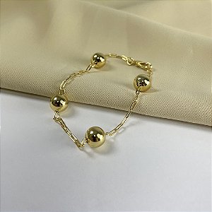 PULSEIRA ELOS BOLAS NO DOURADO - SEMIJOIA