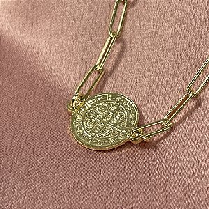 PULSEIRA MEDALHÃO DE SAO BENTO NO DOURADO - SEMIJOIA