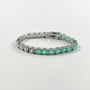 PULSEIRA RIVIEIRA PRATA ROSA VERDE MAR - SEMIJOIA