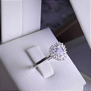 ANEL - CORAÇÃO CRAVEJADO - PRATA 925