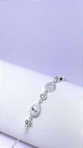 PULSEIRA GOTAS CRISTAL CRAVEJADA - PRATA 925