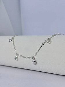 PULSEIRA CORAÇÕES E ZIRCONIA - PRATA 925