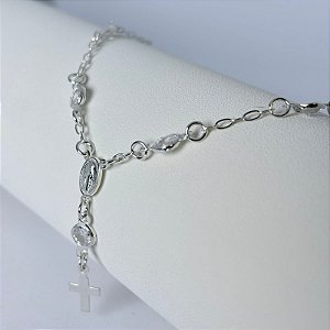 PULSEIRA TERÇO COM ZIRCONIA CRISTAL - PRATA 925