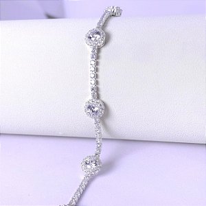 PULSEIRA RIVIEIRA ZIRCONIA CRISTAL - PRATA 925