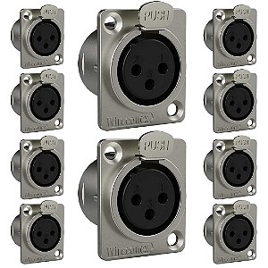 Conector Xlr Femea Wc 1023 Fp Bk Ni 3p Painel Wireconex 10 Unidades [F108]