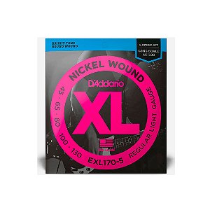 Cordas Para Baixo D Addario Xl Nickel Wound Exl170-5 5 Cordas Escala Longa .045-.130  [F108]