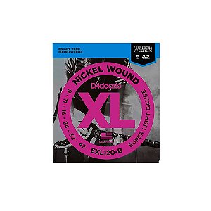 Cordas Para Guitarra D Addario Xl Nickel Wound Exl120-b .009-.042 Com Corda Extra Pl009  [F108]