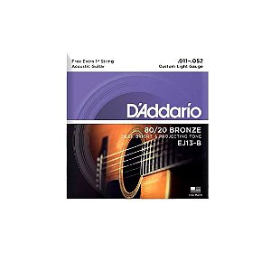 Cordas Para Violão Aço D Addario Bronze 80/20 Ej13-b+pl011 011" 052" Corda Extra Pl010 [F108]
