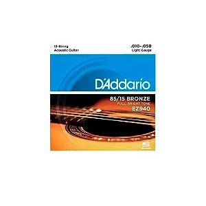 Cordas Para Violão Aço D Addario Bronze 85/15 Ez940 12c 010 [F108]