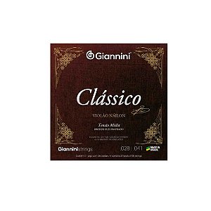 Encordoamento Giannini Clássico P/violão Nylon 65/35 Prateado Média Genwpm [F108]