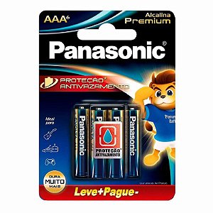 Pilha Alcalina Premium Panasonic Aaa Palito 06 Unidades Lr03egr/6b192 [F108]
