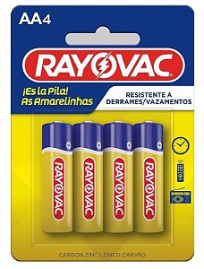 Pilha Zinco Aa4 Rayovac Amarelinhas Cartela Com 04 Unidades [F108]
