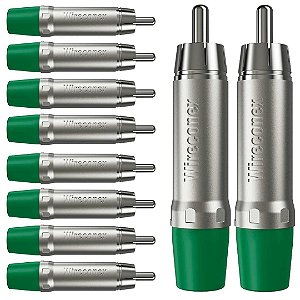 Plug Rca Macho Nickel Plt Wc 1212 Ml Gr Ni Verde Wireconex 10 Unidades [F108]