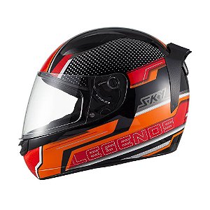 Capacete Sky Two Legends Preto Brilho Transf Laranja 56 [F016]