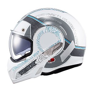 Capacete Texx Esc Stratos  180 Topographic Branco Azul 58 [F016]