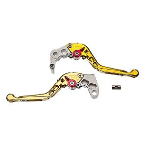 Manete Moto X Super Bike Par C/ Regulagens 3/4dedos Dourado [F016]
