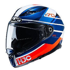 Capacete Hjc F70 Tino Azul Branco E Laranja 56 [F016]