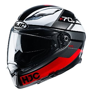 Capacete Hjc F70 Tino Preto Branco E Vermelho 56 [F016]